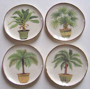 Dollhouse Miniature 4 Palm Tree Platters